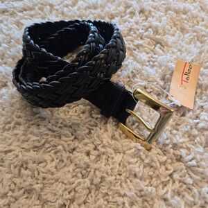 Talbots Navy Blue Braided Leather Belt Large New Old Stock